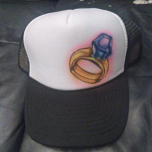 new airbrush youth diamond ring  trucker hat